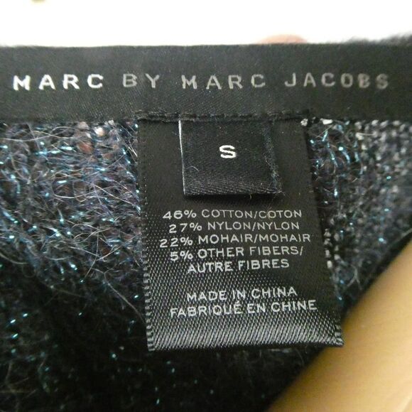Marc by Marc Jacobs Twinkle Stripe Sweater Zig Zag Fuzzy Metallic Pullover Small - Picture 7 of 10